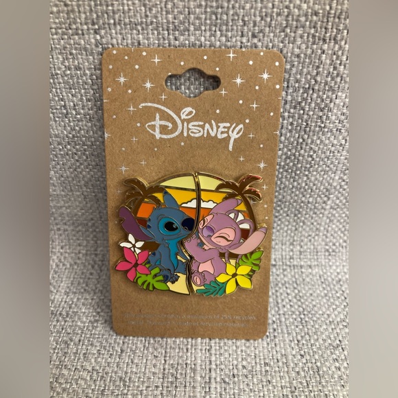Accessories Disney Lilo Stitch Angel Stitch Sunset Beach Enamel Pin
